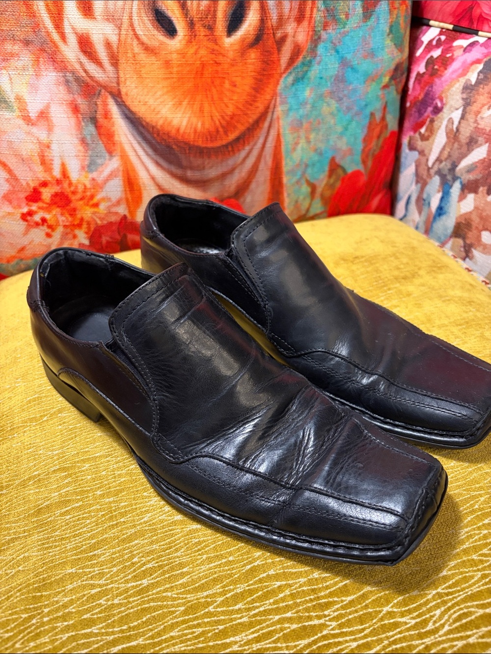 Kenneth Cole Reaction Black Leather Slip-On Loafers